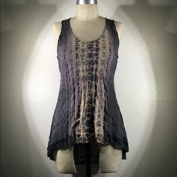 Viviana Uchitel Hi-Lo Silk Tank in Smoke Signal/ Moon Shadow NWT - Picture 2 of 5